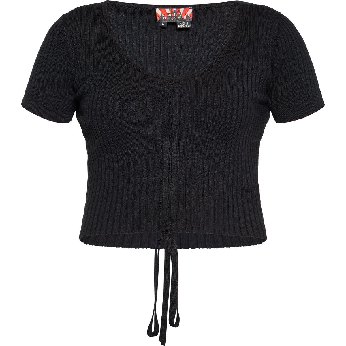 Geripptes Crop-Top mit Tunnelzug