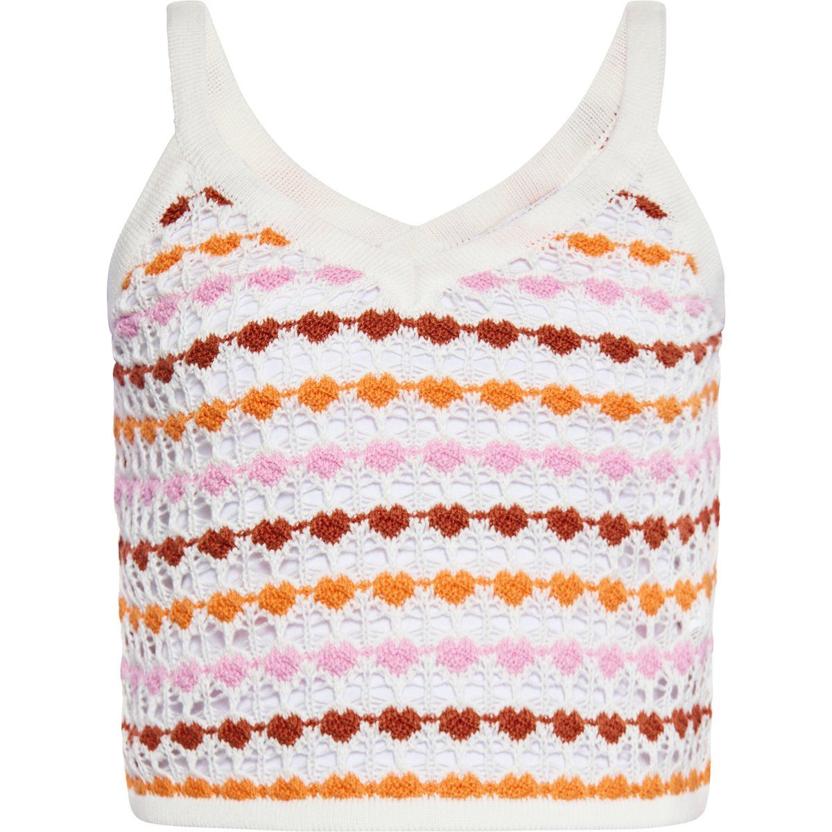 Geometrisches Häkelstrick-Crop-Top