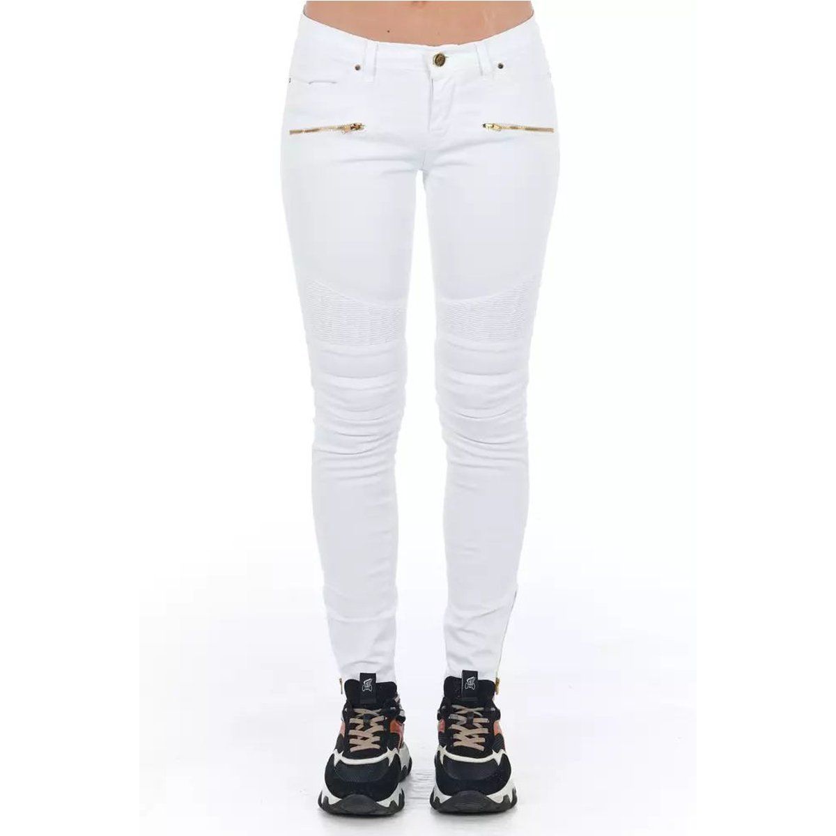 Skinny-Biker-Jeans mit Reißverschluss-Details