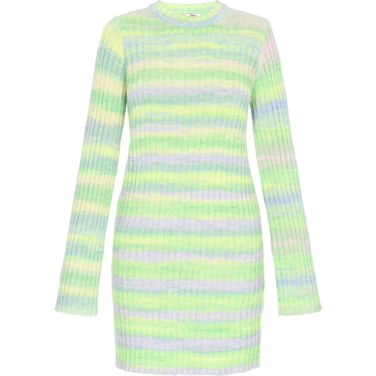 Gestreiftes Strick-Minikleid mit Farbübergang