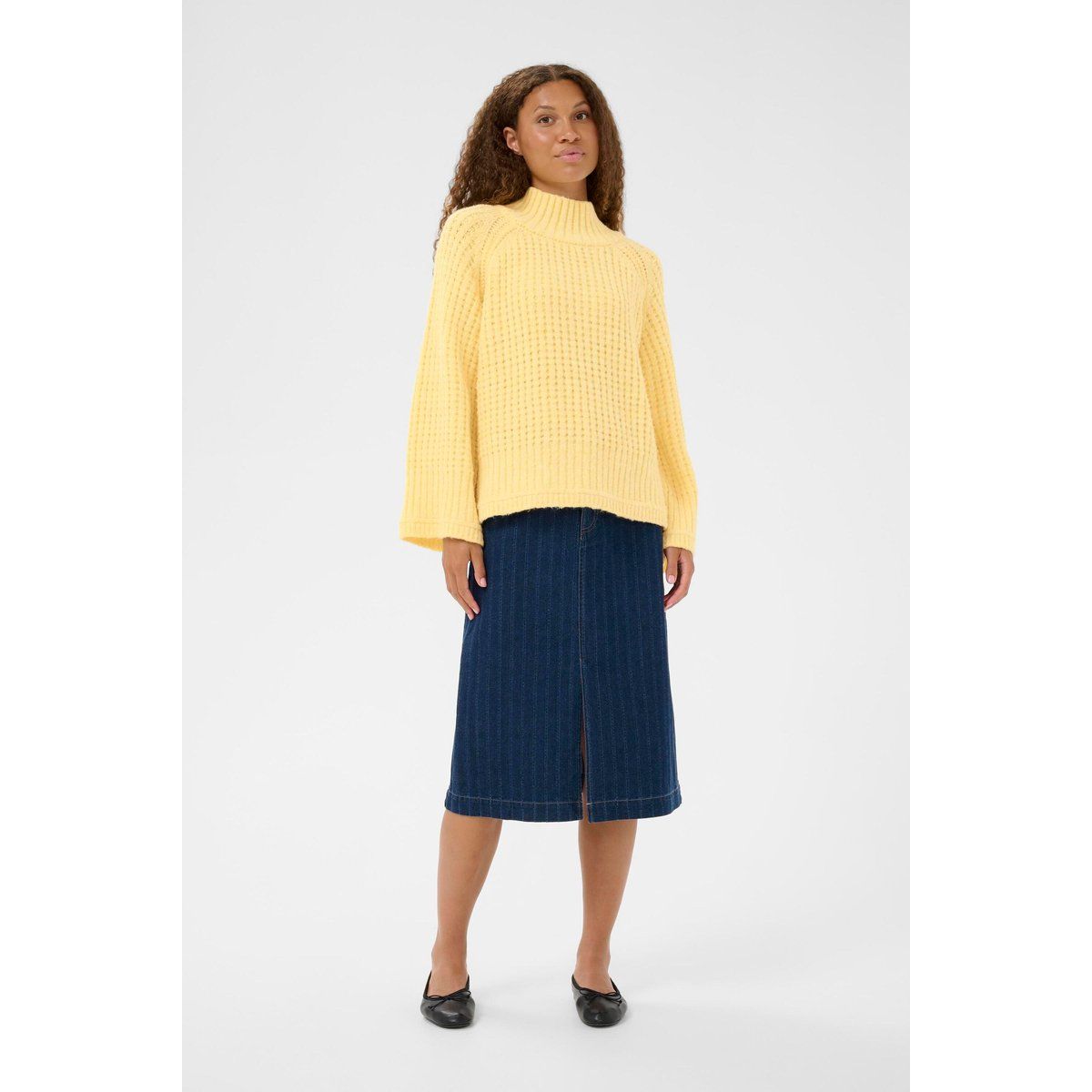 Kastiger Grobstrickpullover mit Waffelstruktur