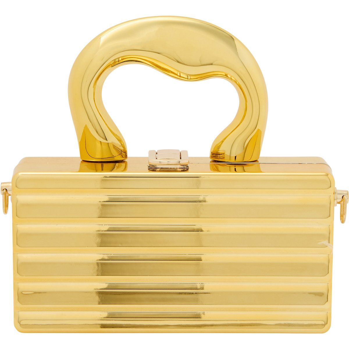 Strukturierte metallische Gold Box-Clutch
