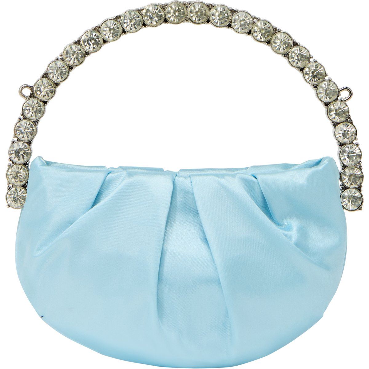 Geraffte Satin-Pouch mit Kristallgriff