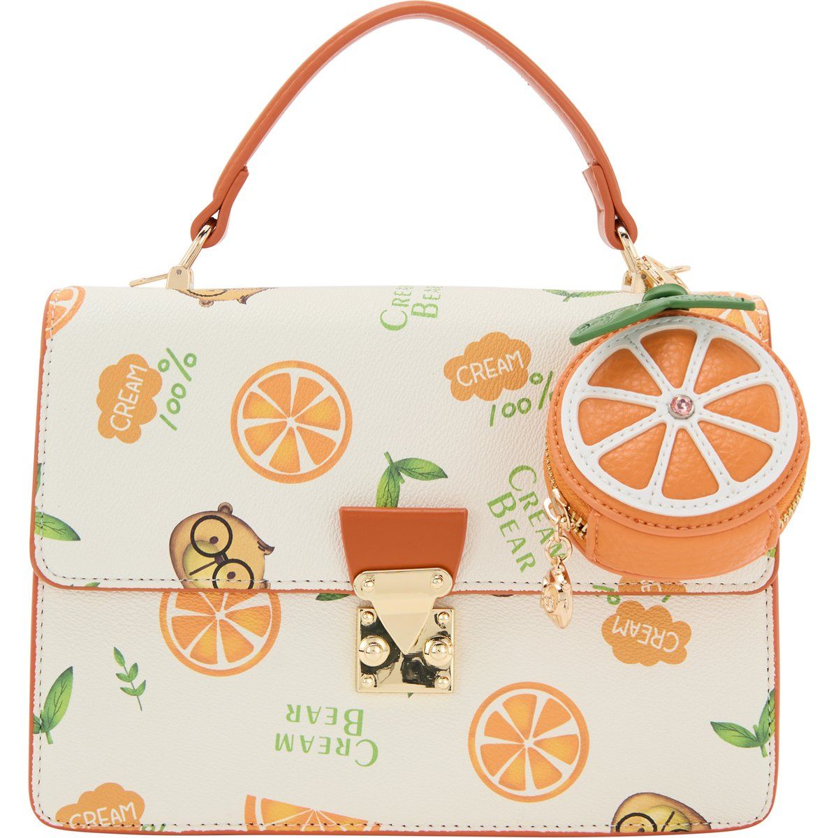 Verspielte Handtasche mit Orangenprint