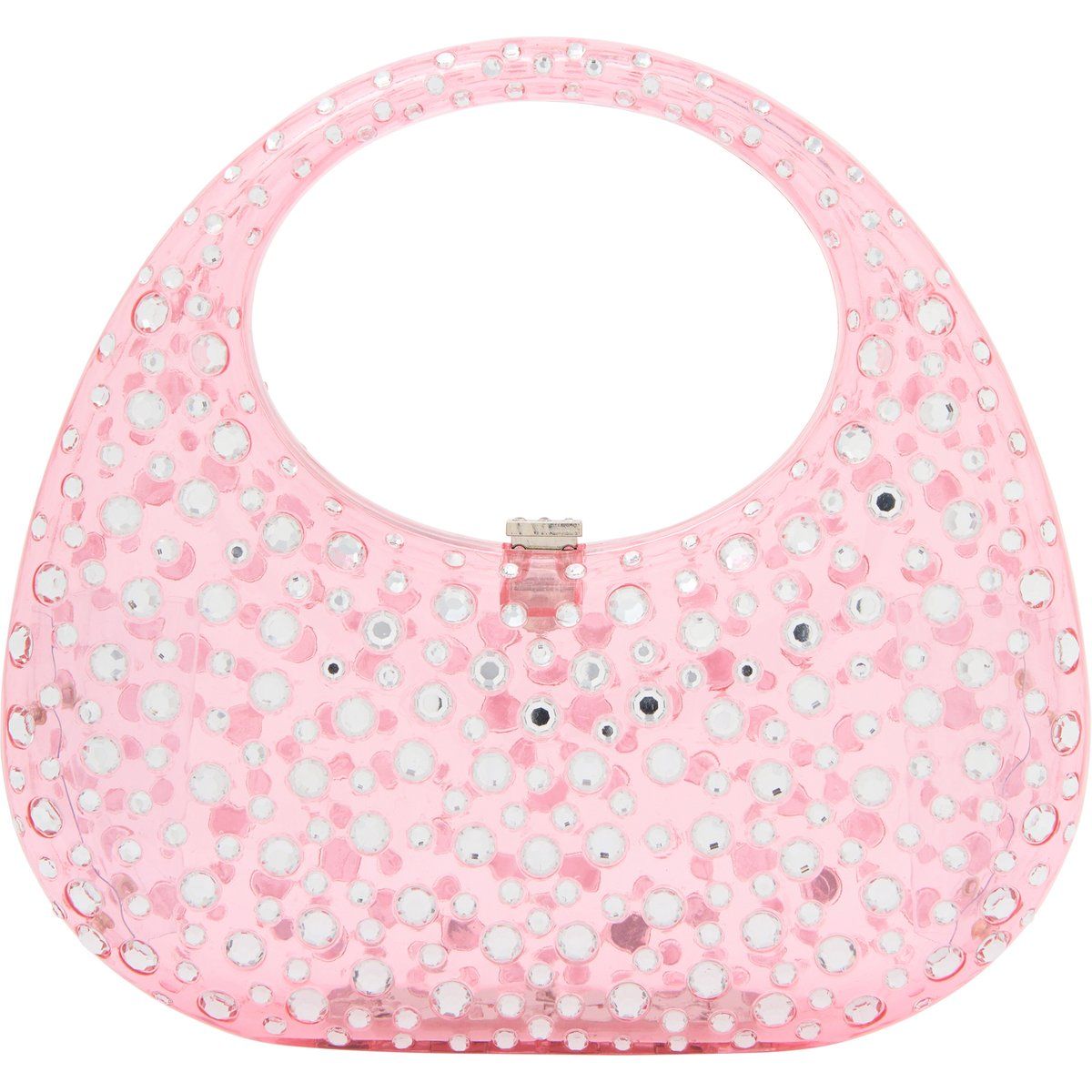 Kristallbesetzte Abgerundete Minaudière Clutch