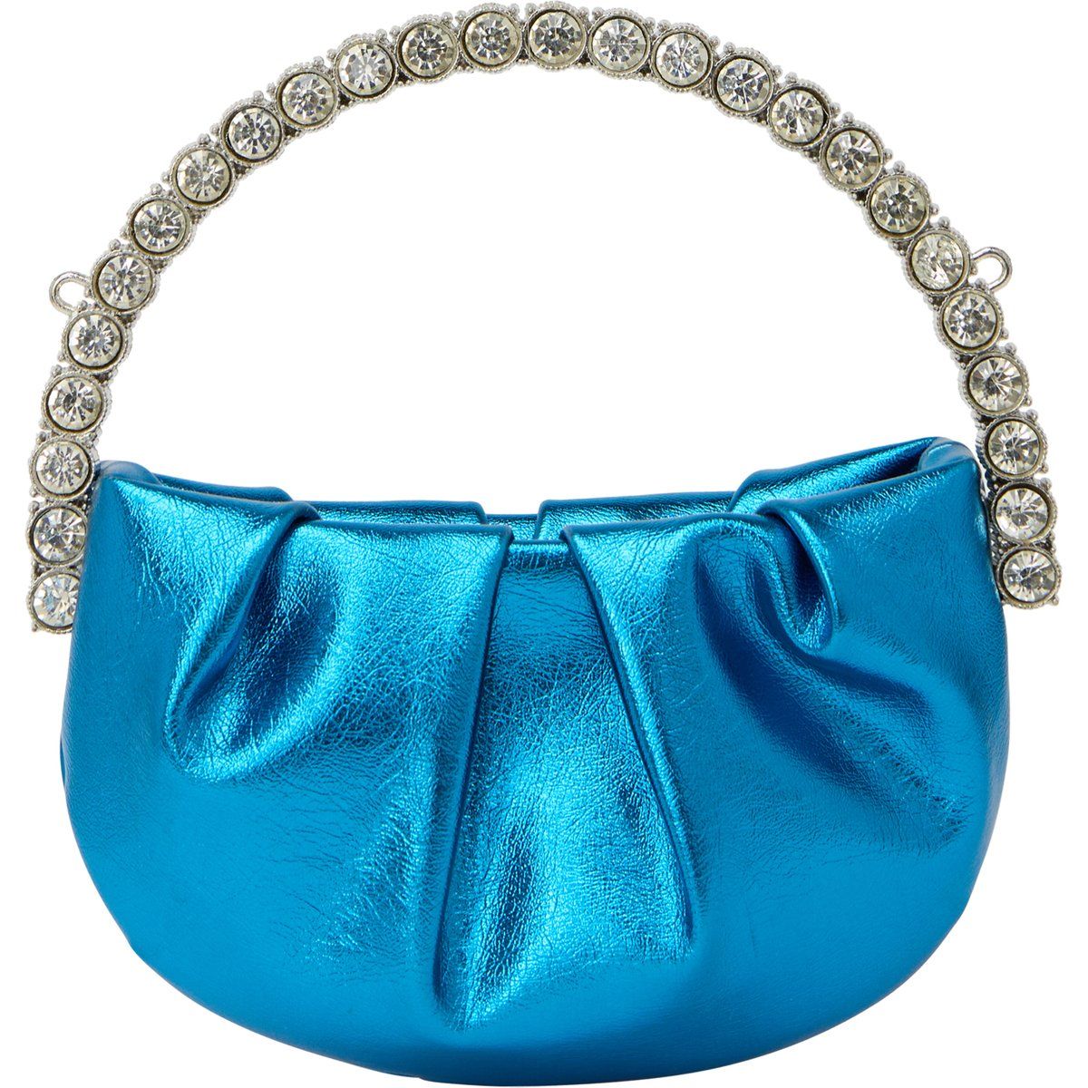 Mini-Handtasche mit Kristallgriff und Plissee