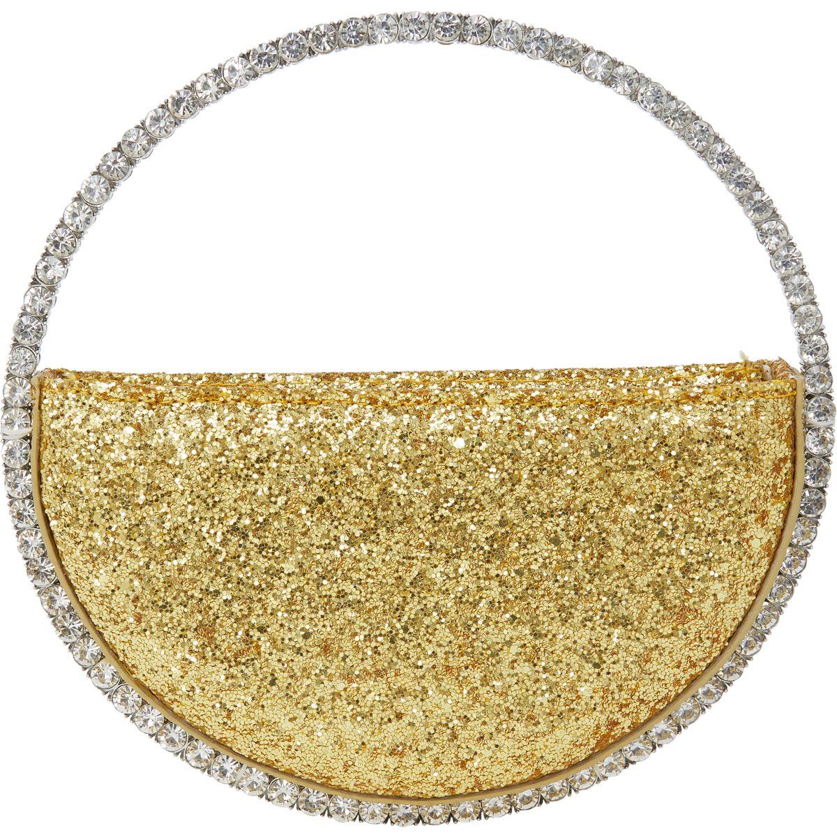 Funkelnde Halbmond-Clutch mit Strass-Griff