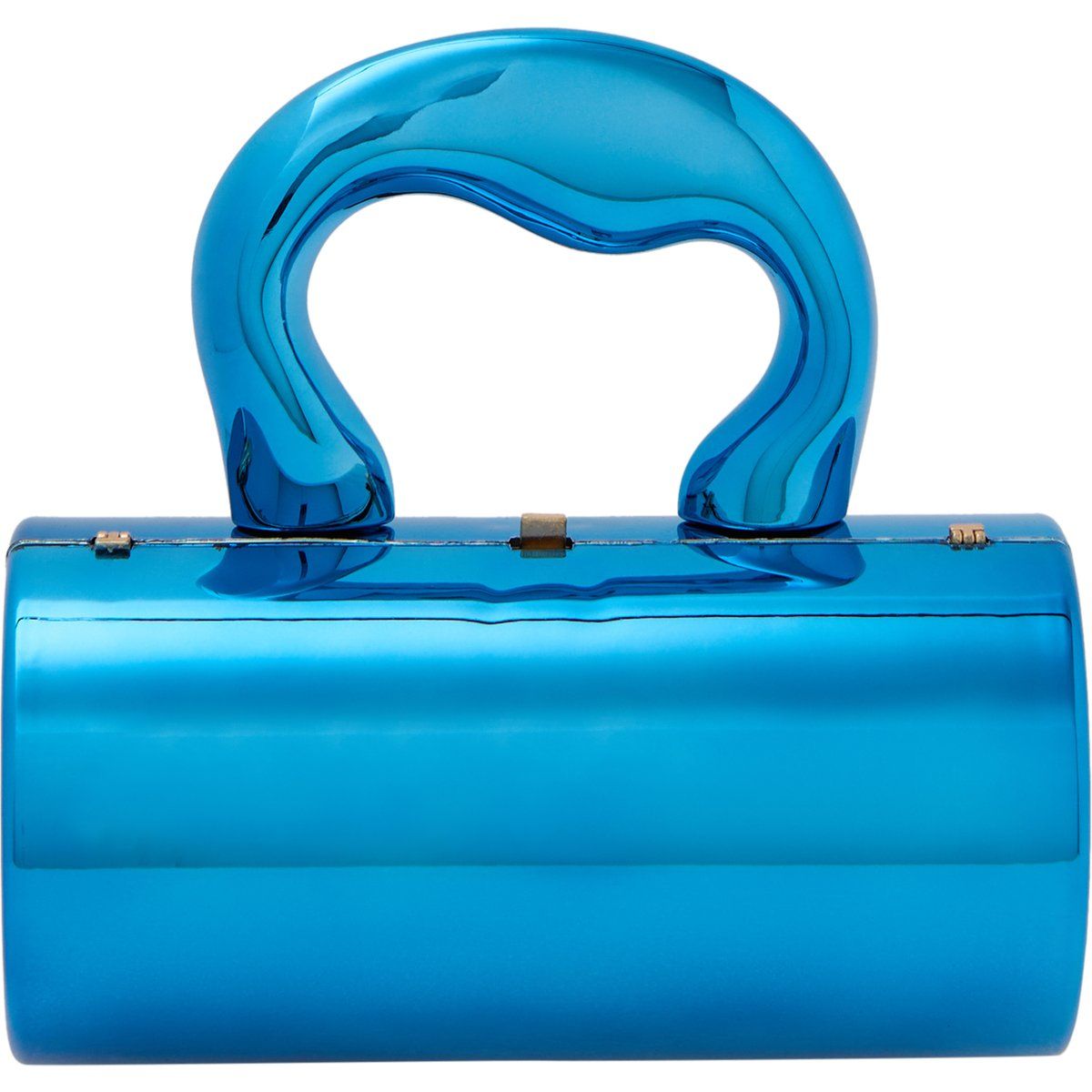 Zylindrische Metallic-Handtasche mit Wellengriff
