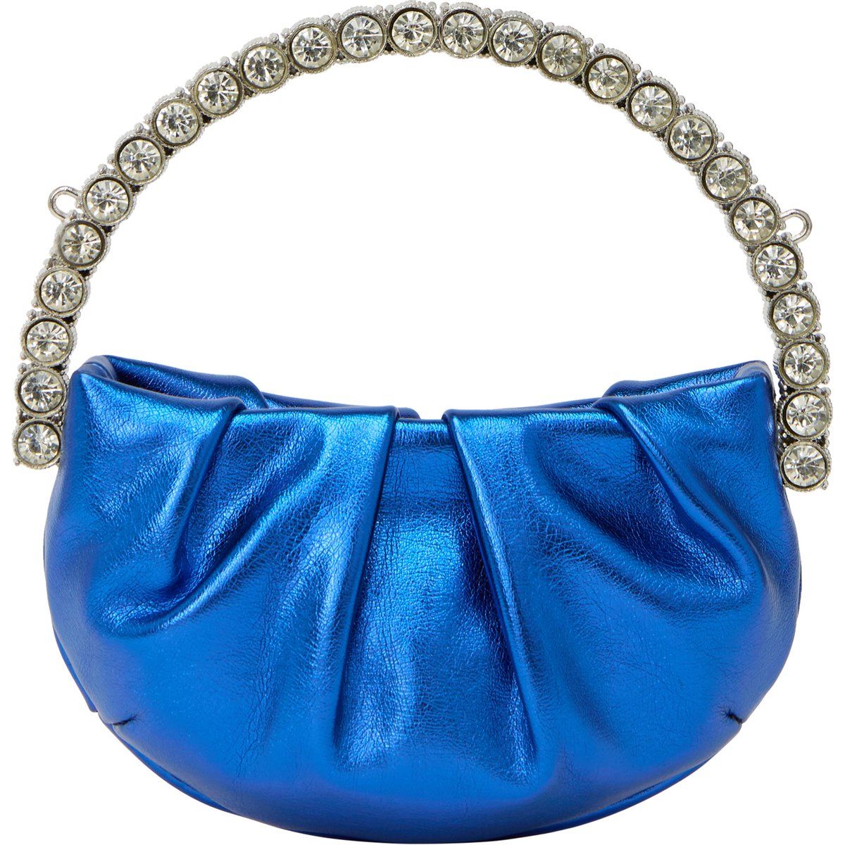 Plissierte Metallic-Clutch mit Strassgriff