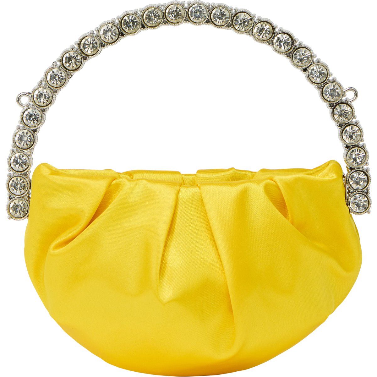 Geraffte Satin-Handtasche mit Strass-Griff