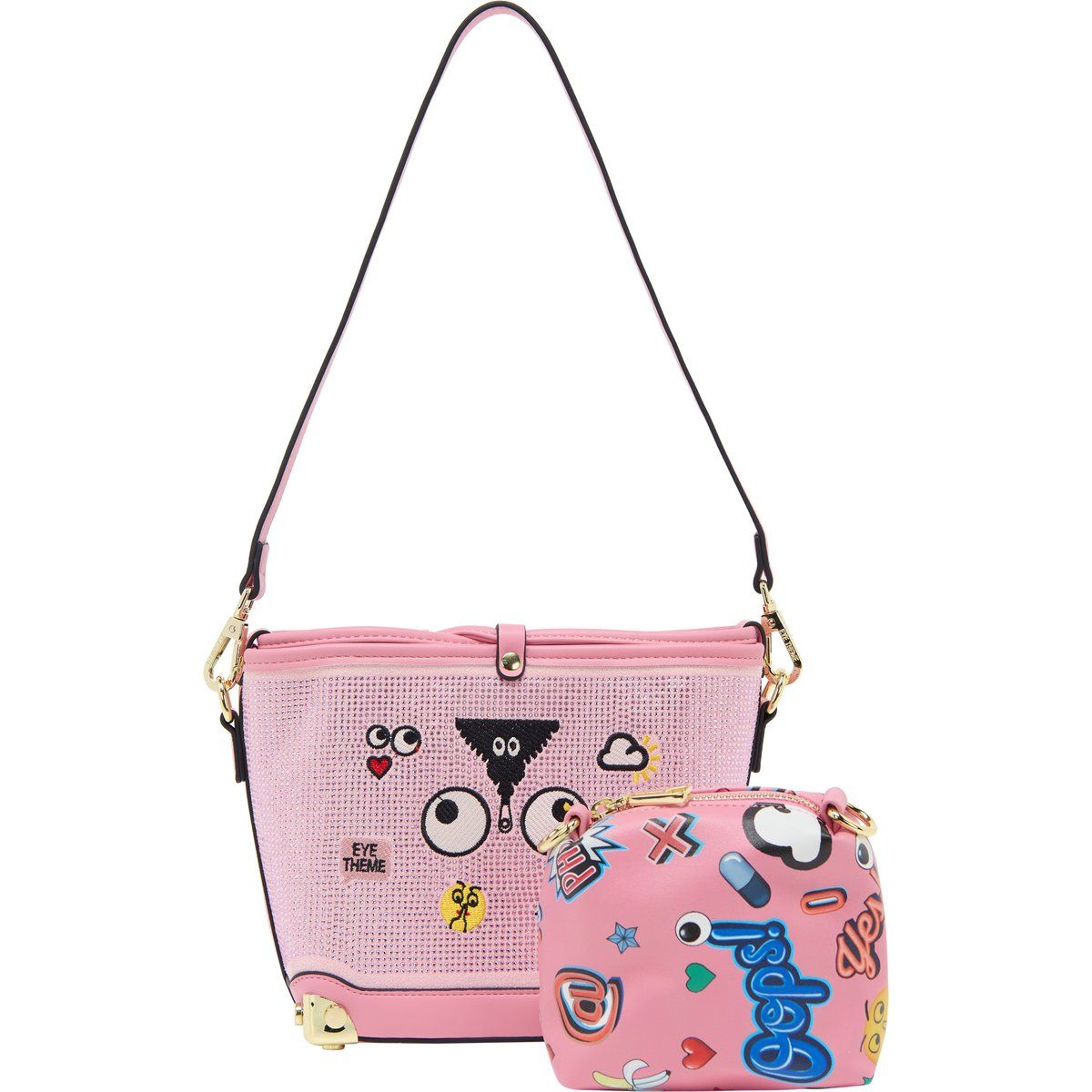 Besticktes 2-in-1 Beuteltaschen-Set