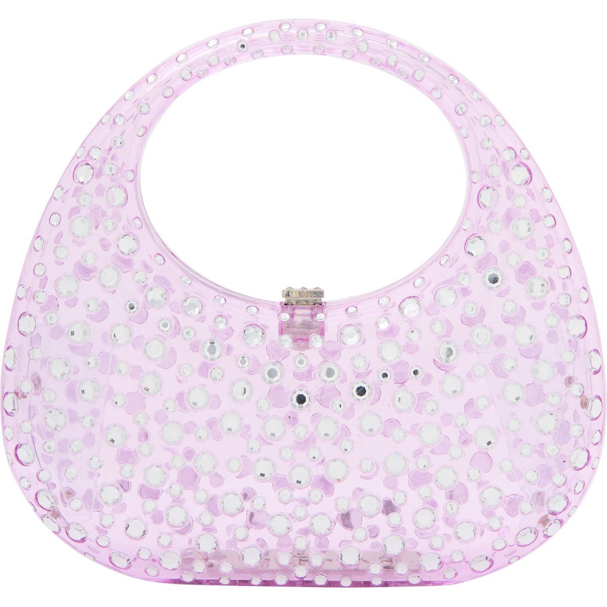 Kristallbesetzte transparente runde Handtasche