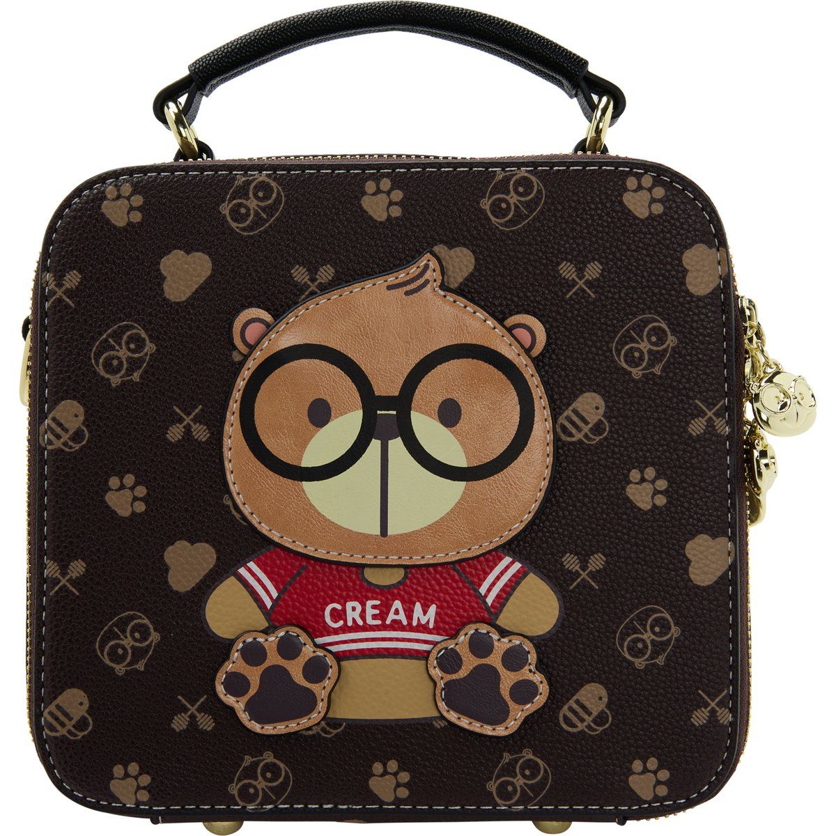 Eckige Handtasche mit Teddybär-Motiv