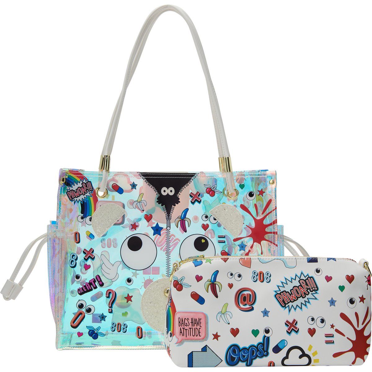 Comic-Print 2-in-1 Shopper Set