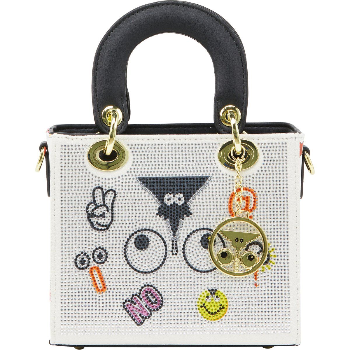 Verspielte Box-Handtasche mit Kristallbesatz