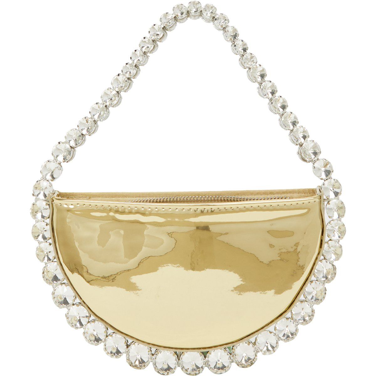 Metallic-Handtasche mit Kristallbesatz