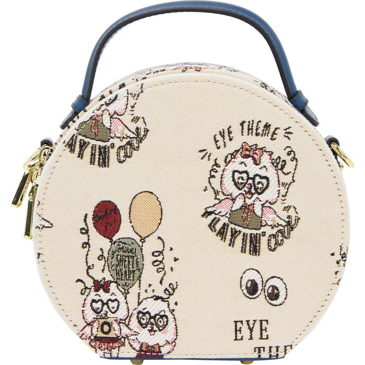 Verspielte runde Handtasche mit Illustrationen