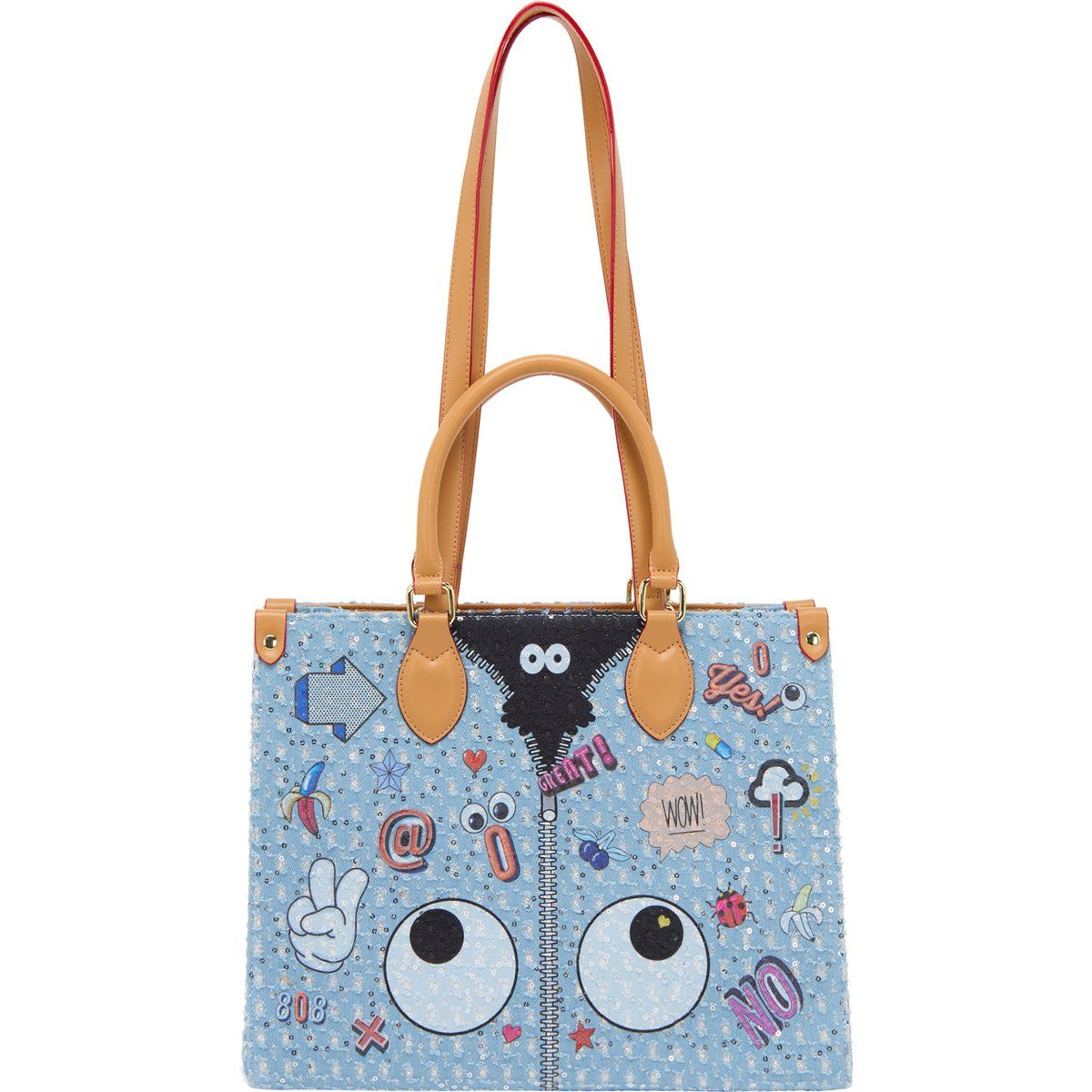 Verspielter Shopper mit Comic-Motiven