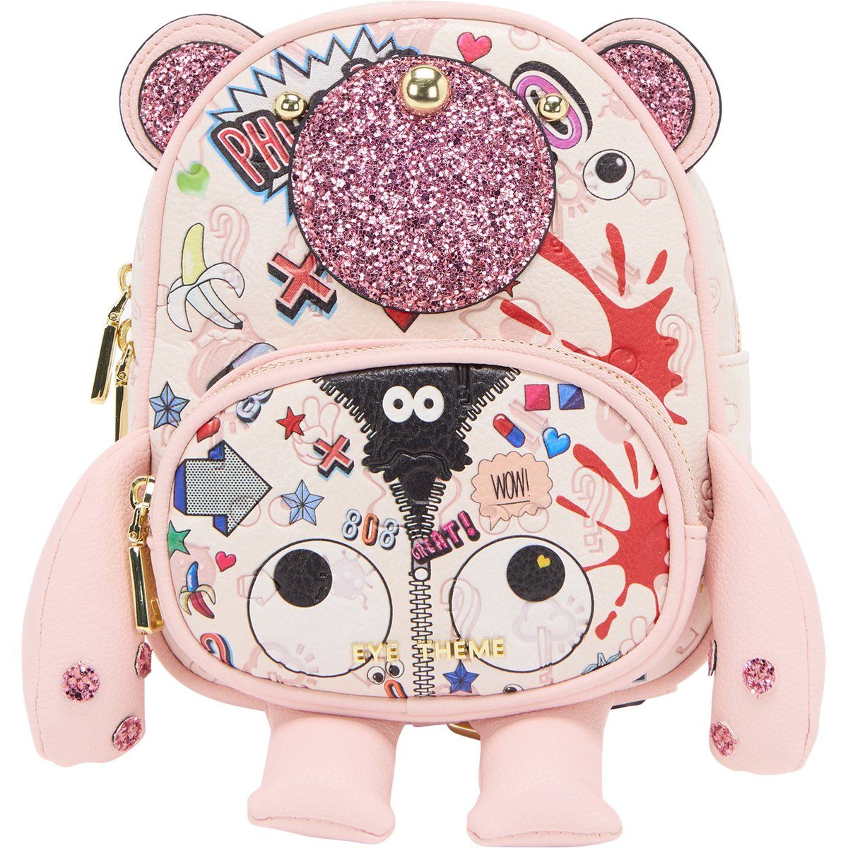 Verspielter Comic-Gesicht Mini-Rucksack