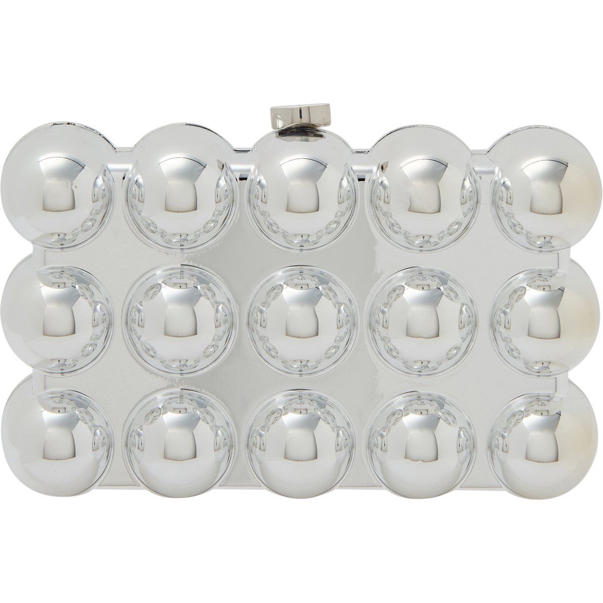 Hartschalen-Clutch mit 3D-Bubbles und Metallic-Glanz