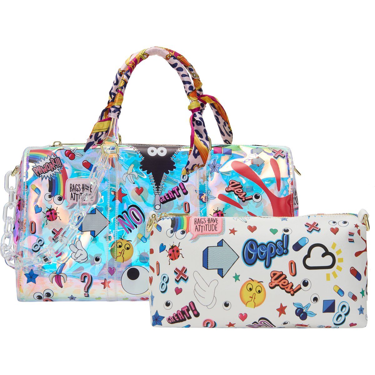Holografisches Duffle-Bag-Set mit Pop-Art