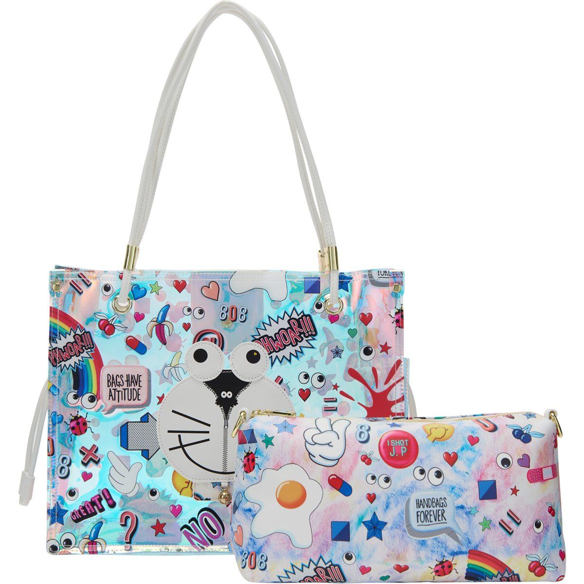 Shopper-Set mit Comic-Print und Tasche
