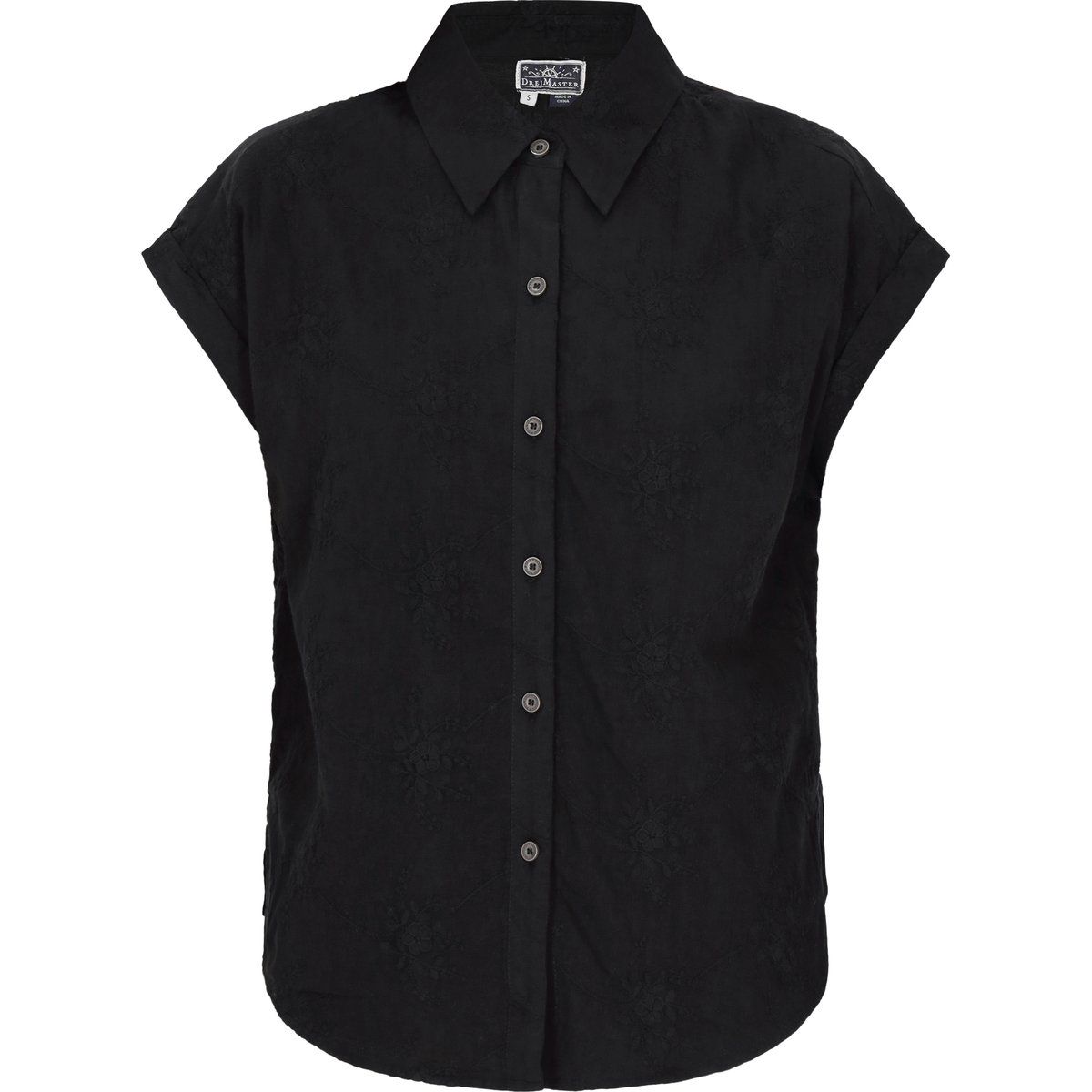 Bluse mit Blumenstickerei und Flügelärmeln