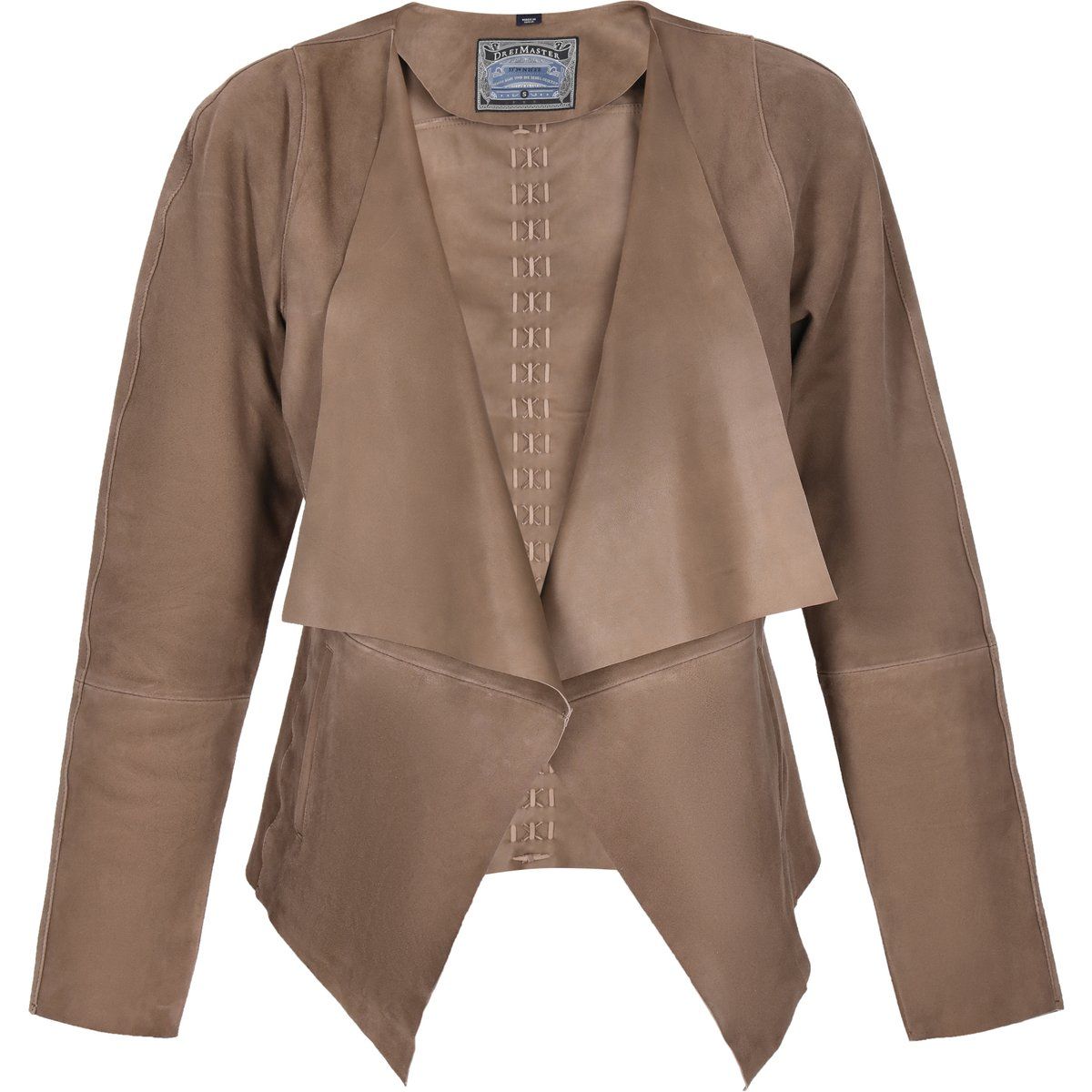 Wildlederjacke mit Wasserfall-Kragen
