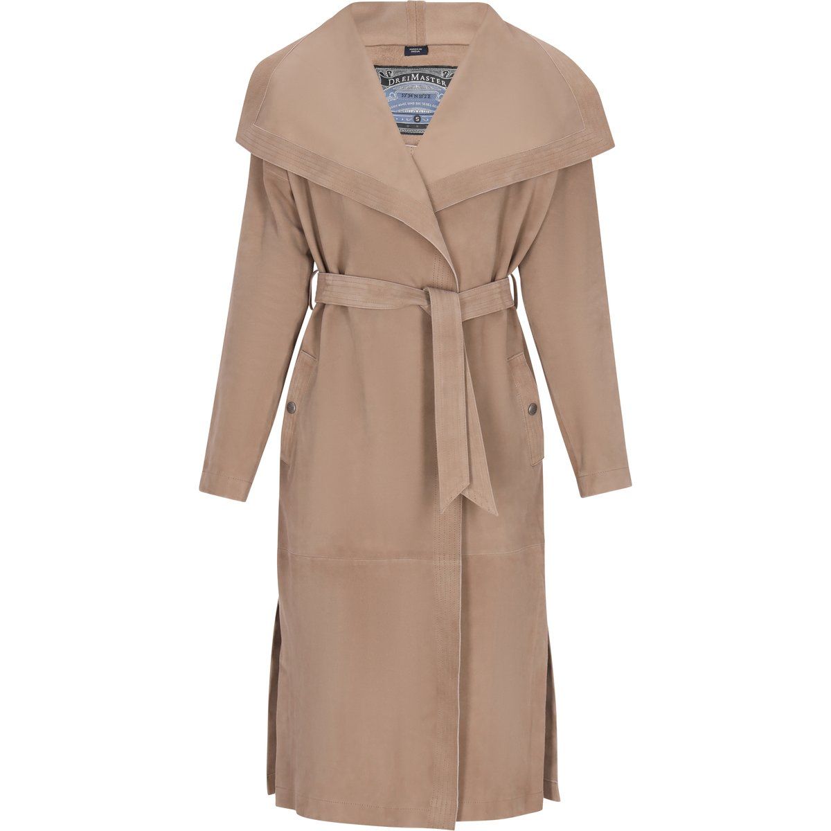 Wildleder-Trenchcoat mit weitem Kragen