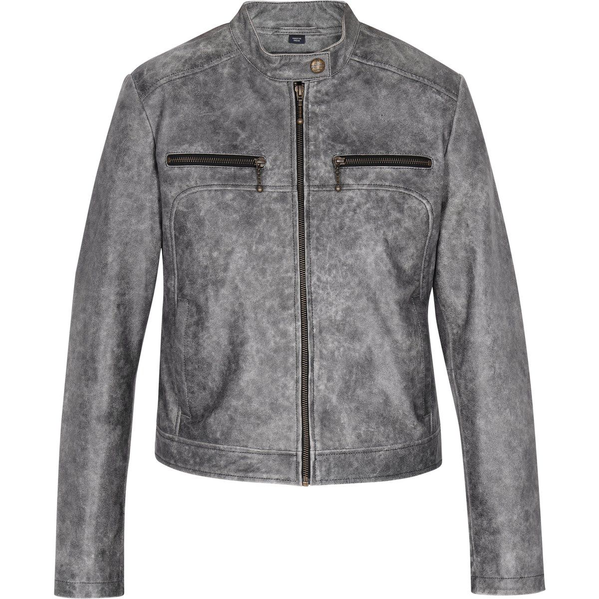 Bikerjacke aus Leder mit Stehkragen