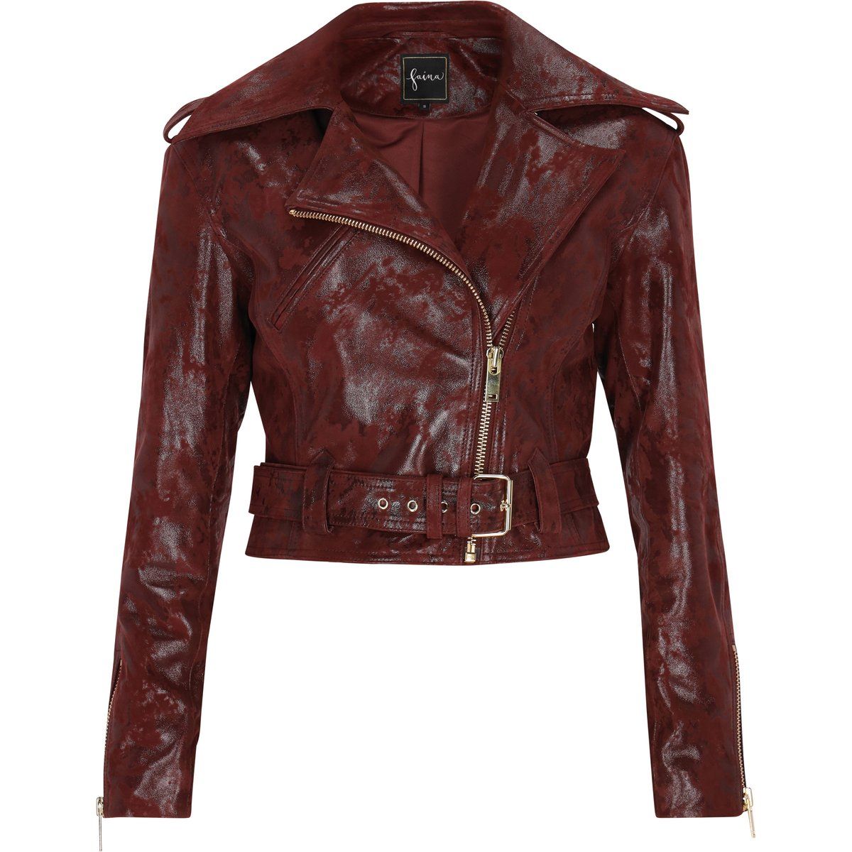 Strukturierte Bikerjacke mit Gürtel