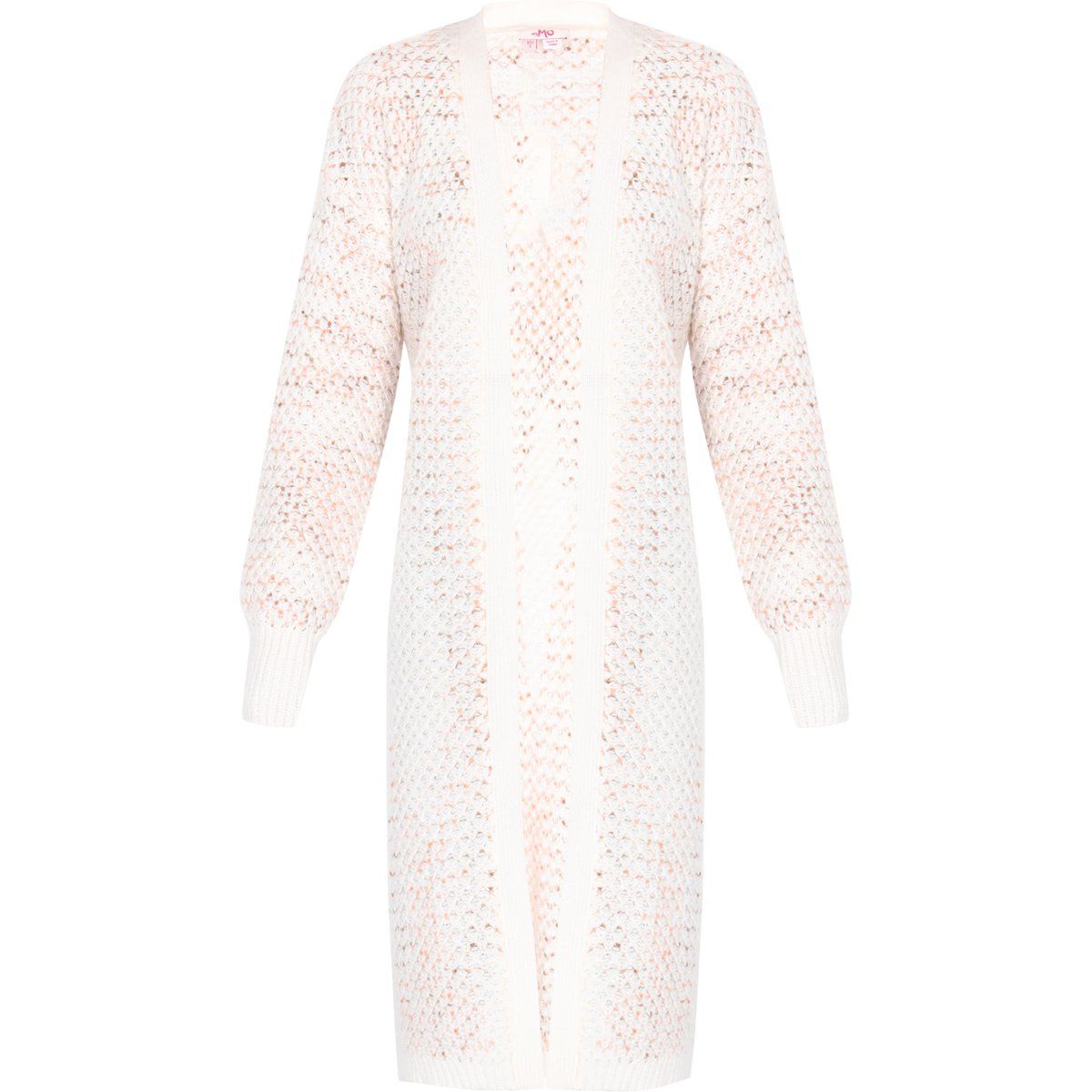 Melierte Long-Strickjacke mit offener Front