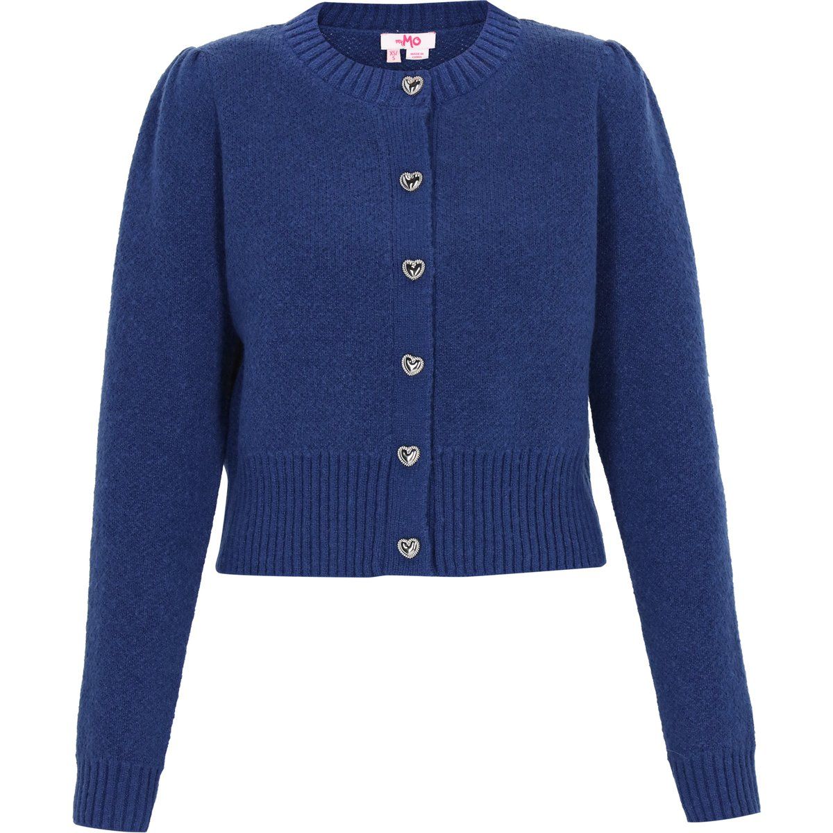 Kurze Strickjacke mit Herzknöpfen
