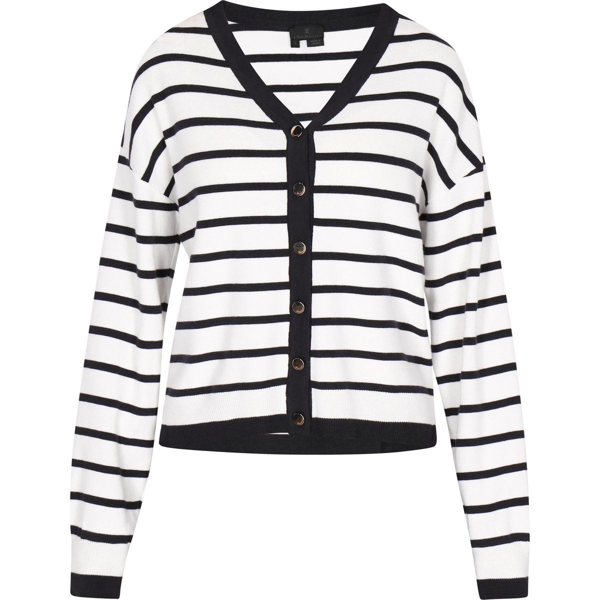 Gestreifte Strickjacke mit V-Ausschnitt