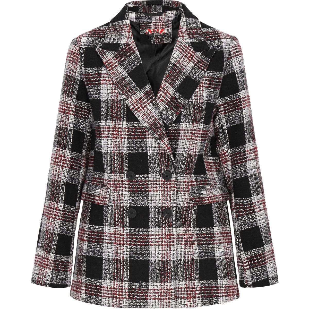 Zweireihiger Tweed-Blazer mit Karomuster