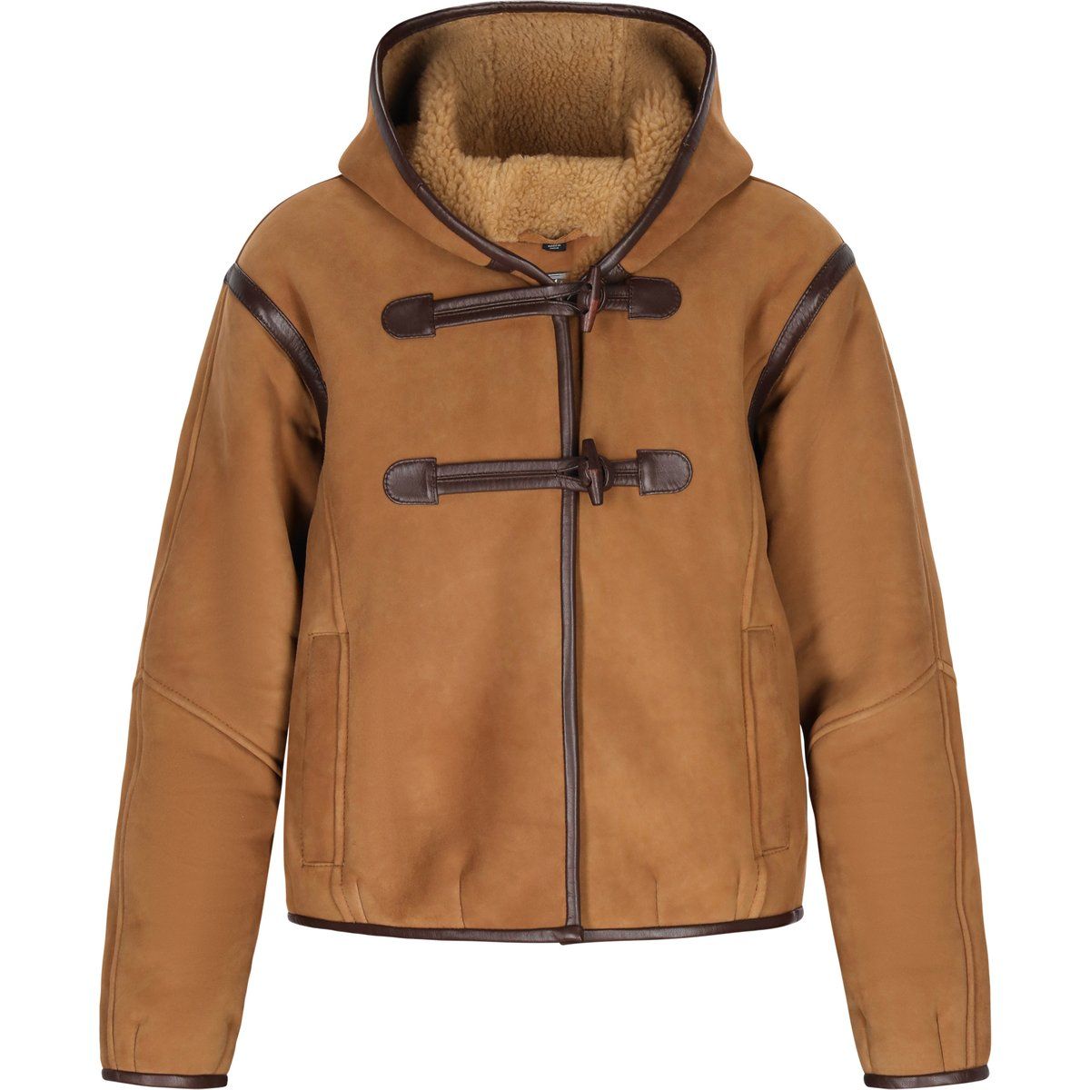 Vintage-Wildlederjacke mit Kapuze und Knebelverschlüssen