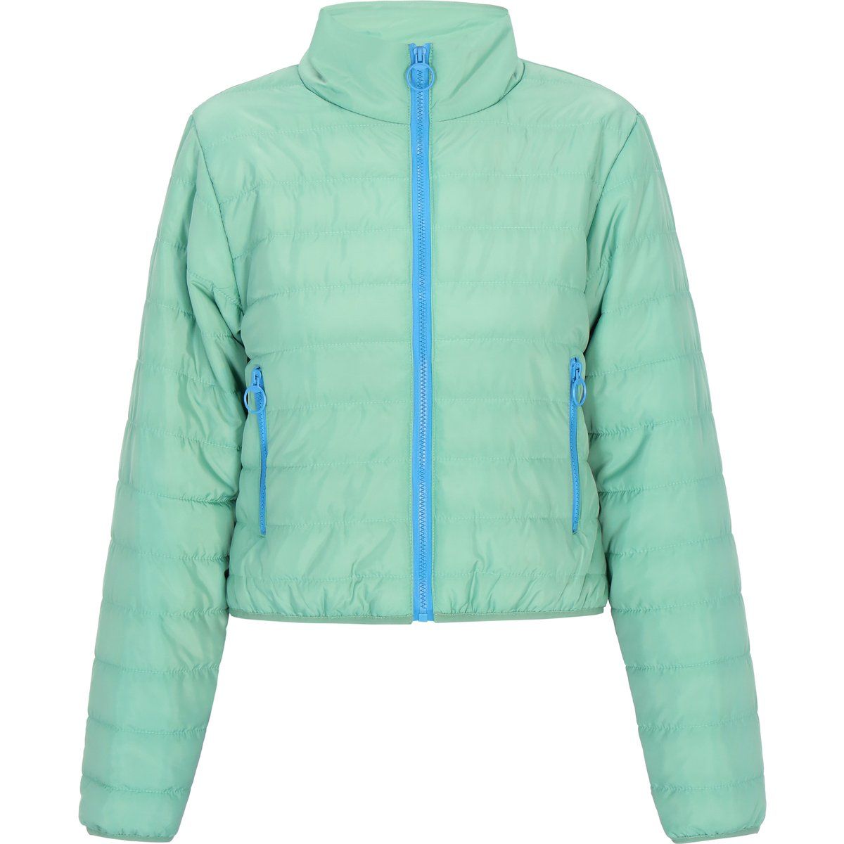 Kurze gesteppte Steppjacke mit Kontrastreißverschluss