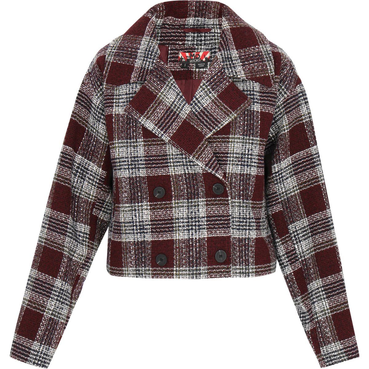 Zweireihige Kurzjacke mit Karomuster