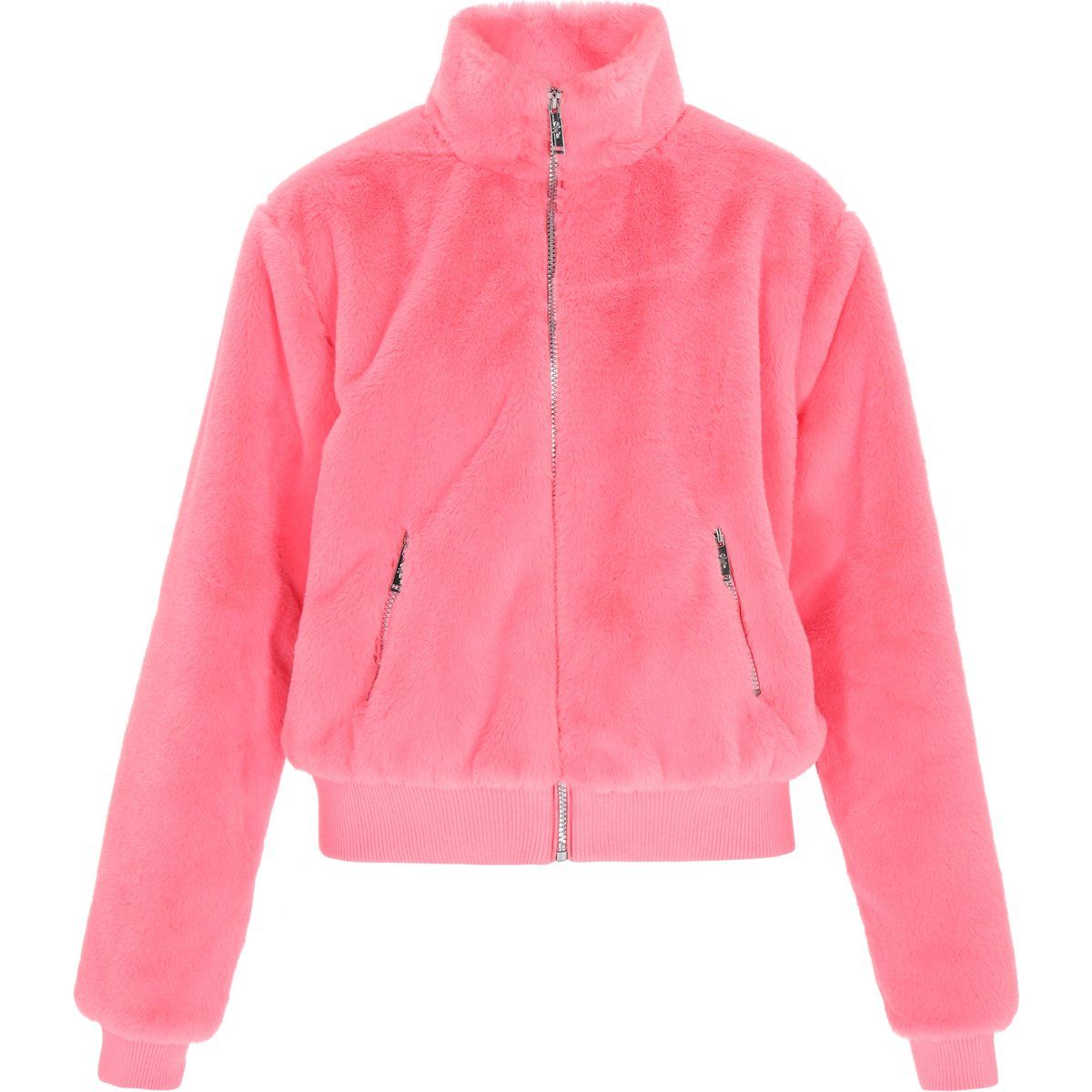 Weiche Kunstpelzjacke mit Reißverschluss