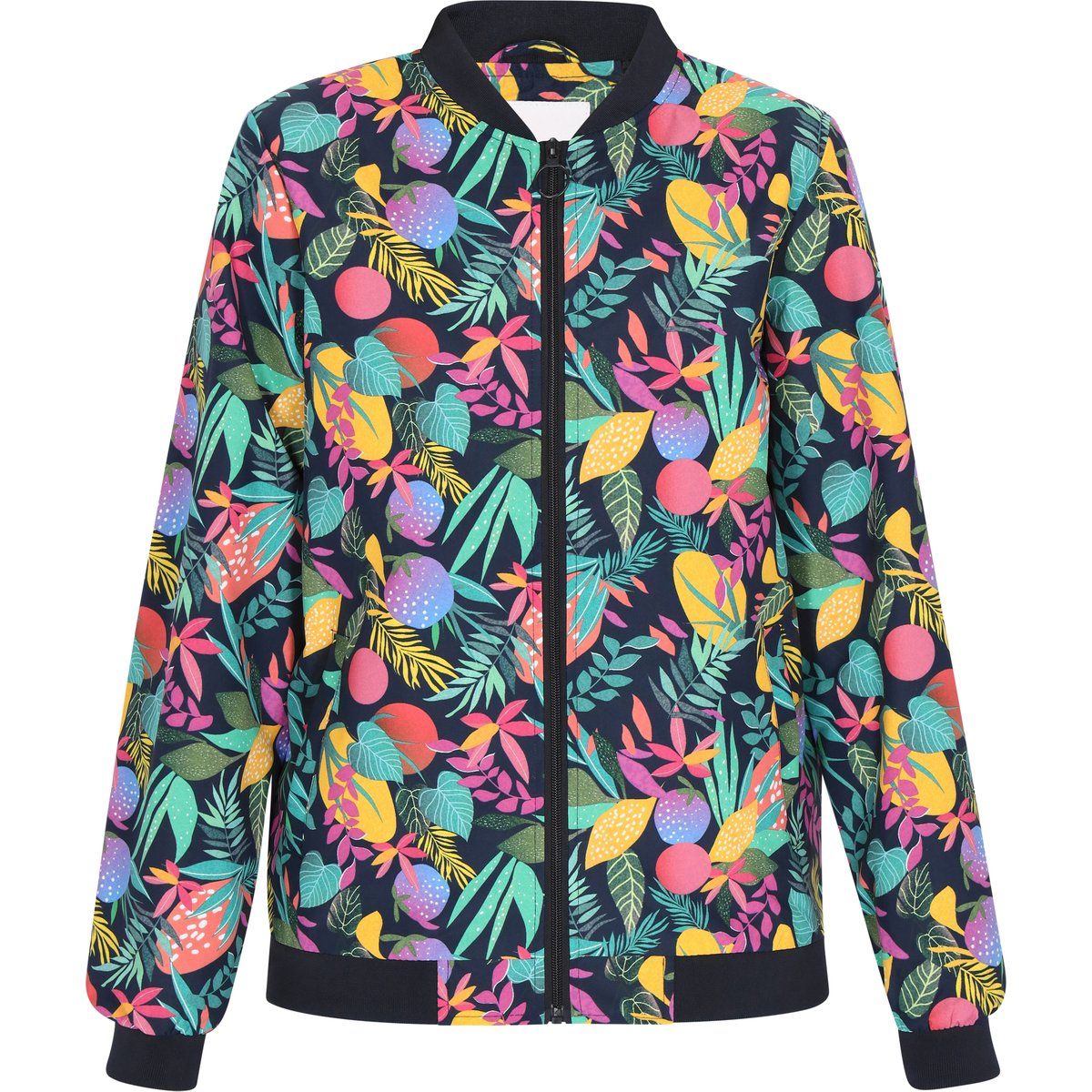 Locker geschnittene Bomberjacke mit Tropenprint
