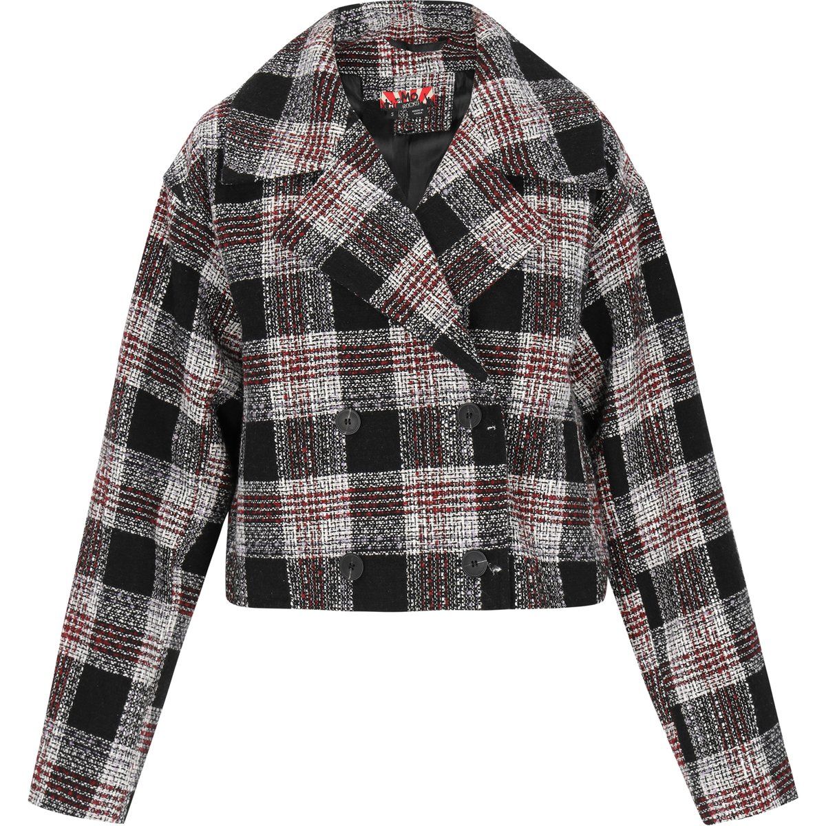 Zweireihige Kurzjacke mit Karomuster