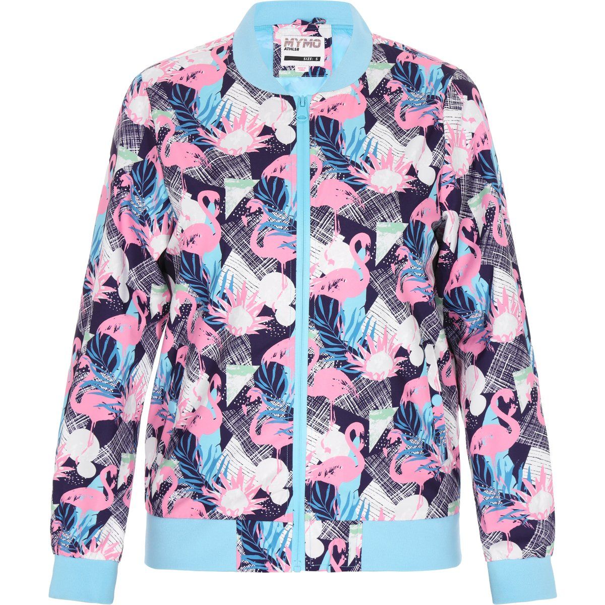 Bomberjacke mit abstraktem Flamingo-Print