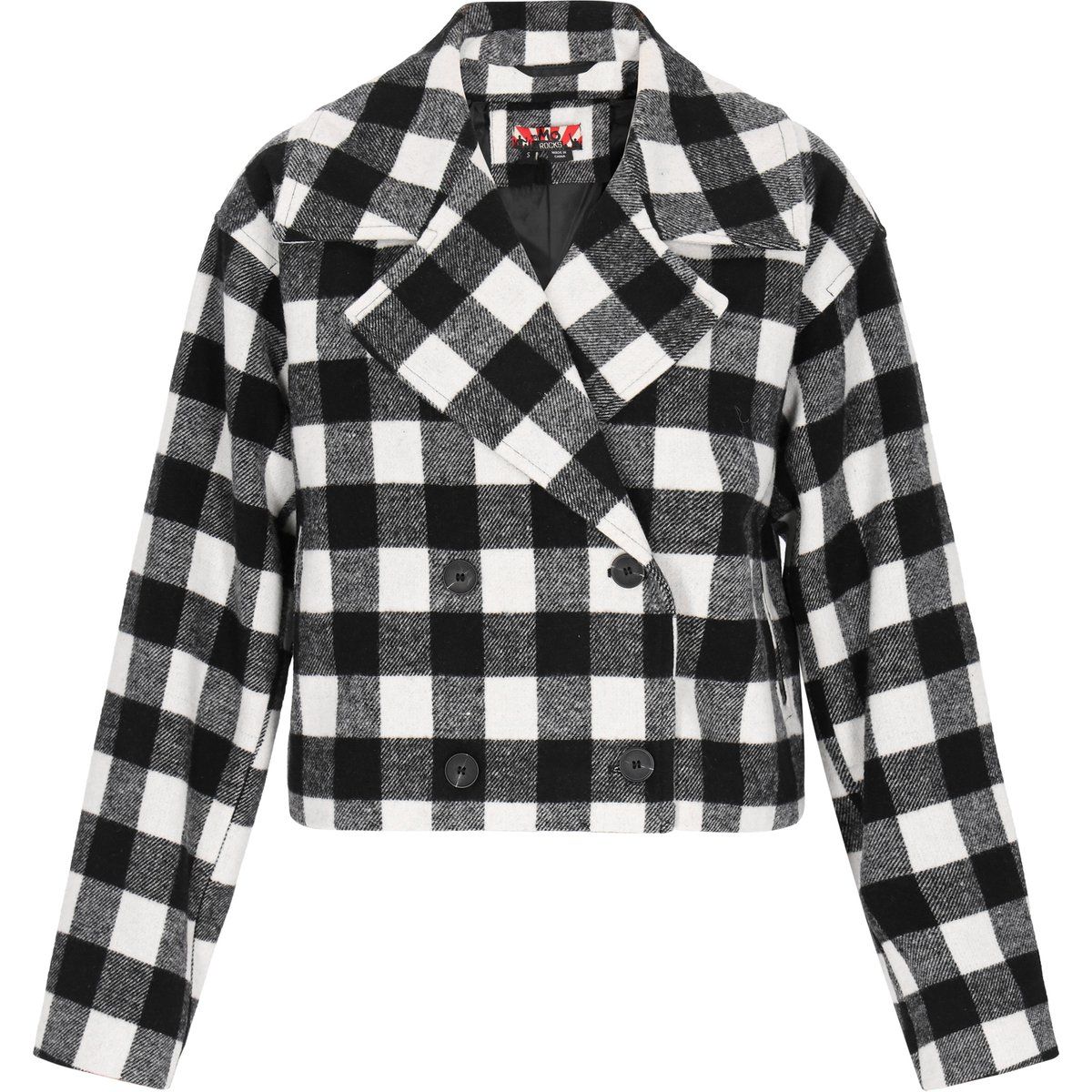 Zweireihige Kurze Gingham-Jacke