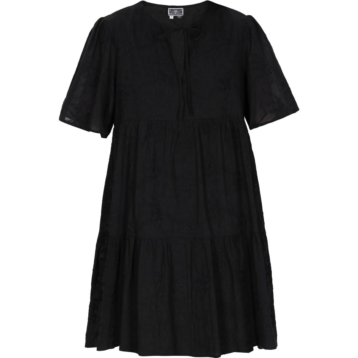 Besticktes Stufen-Minikleid mit Puffärmeln