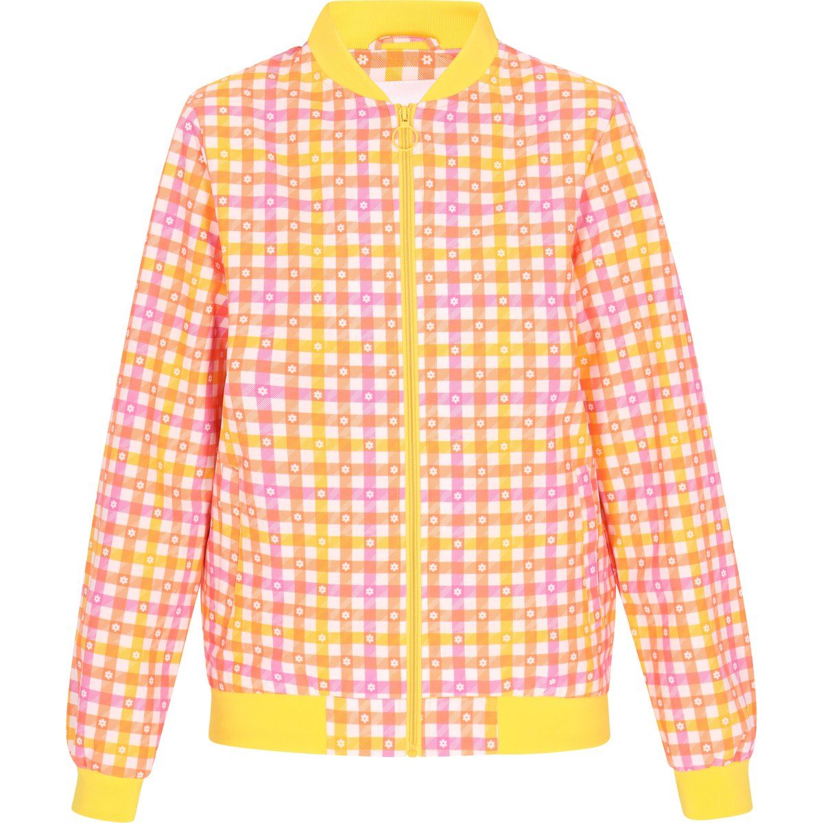 Bomberjacke mit Karo-Blumen-Print