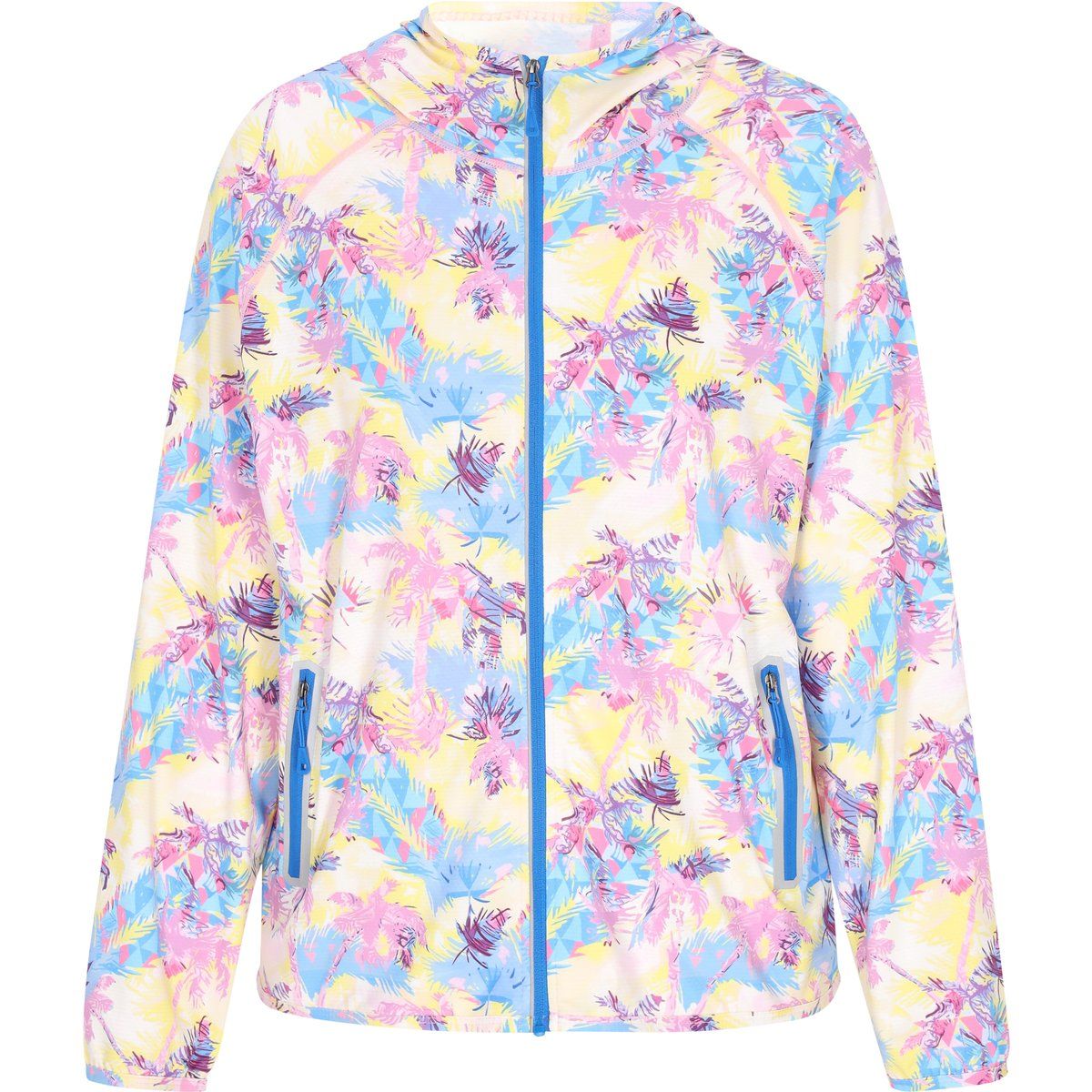 Leichter Kapuzenwindbreaker mit Tropen-Print