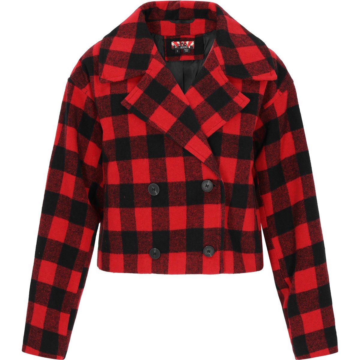 Zweireihige Kurzjacke mit Buffalo-Karo
