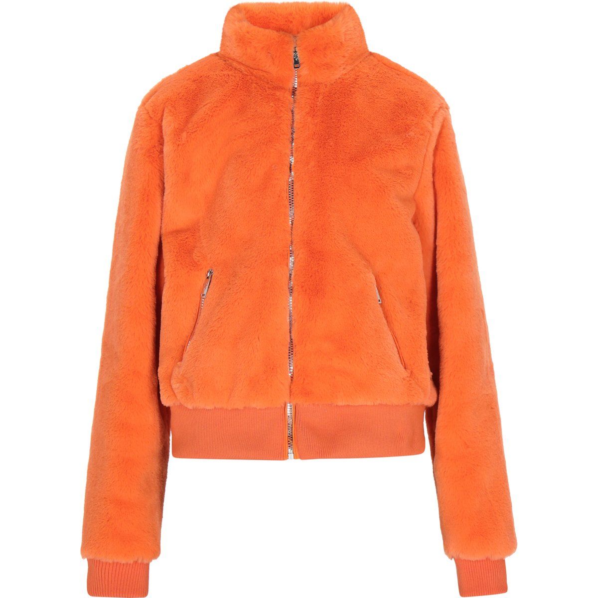 Plüschige Kunstpelzjacke mit Reißverschluss