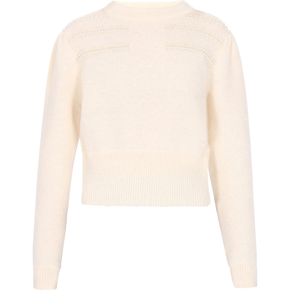 Perlenbesetzter Strickpullover