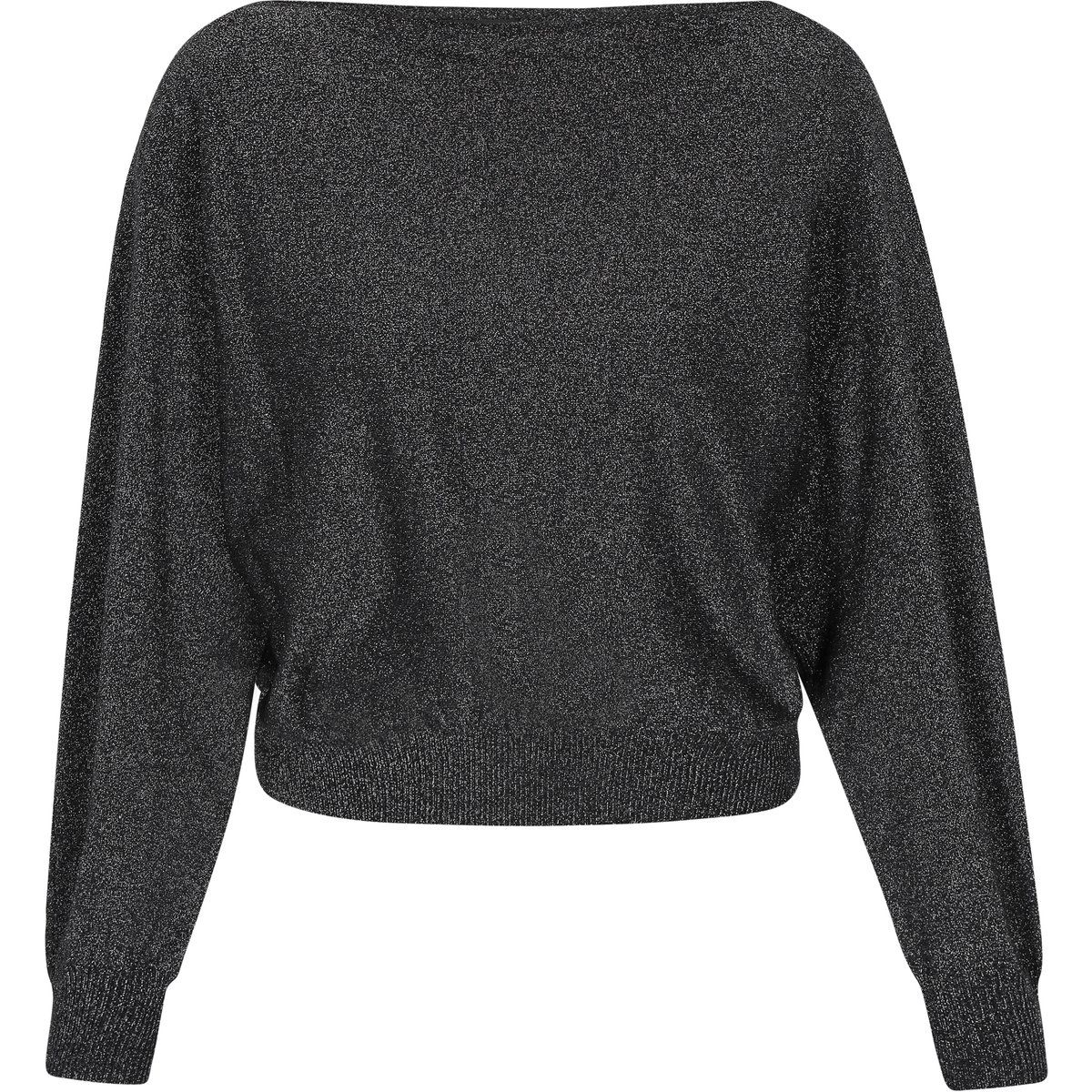 Glitzernder Strickpullover mit Fledermausärmeln